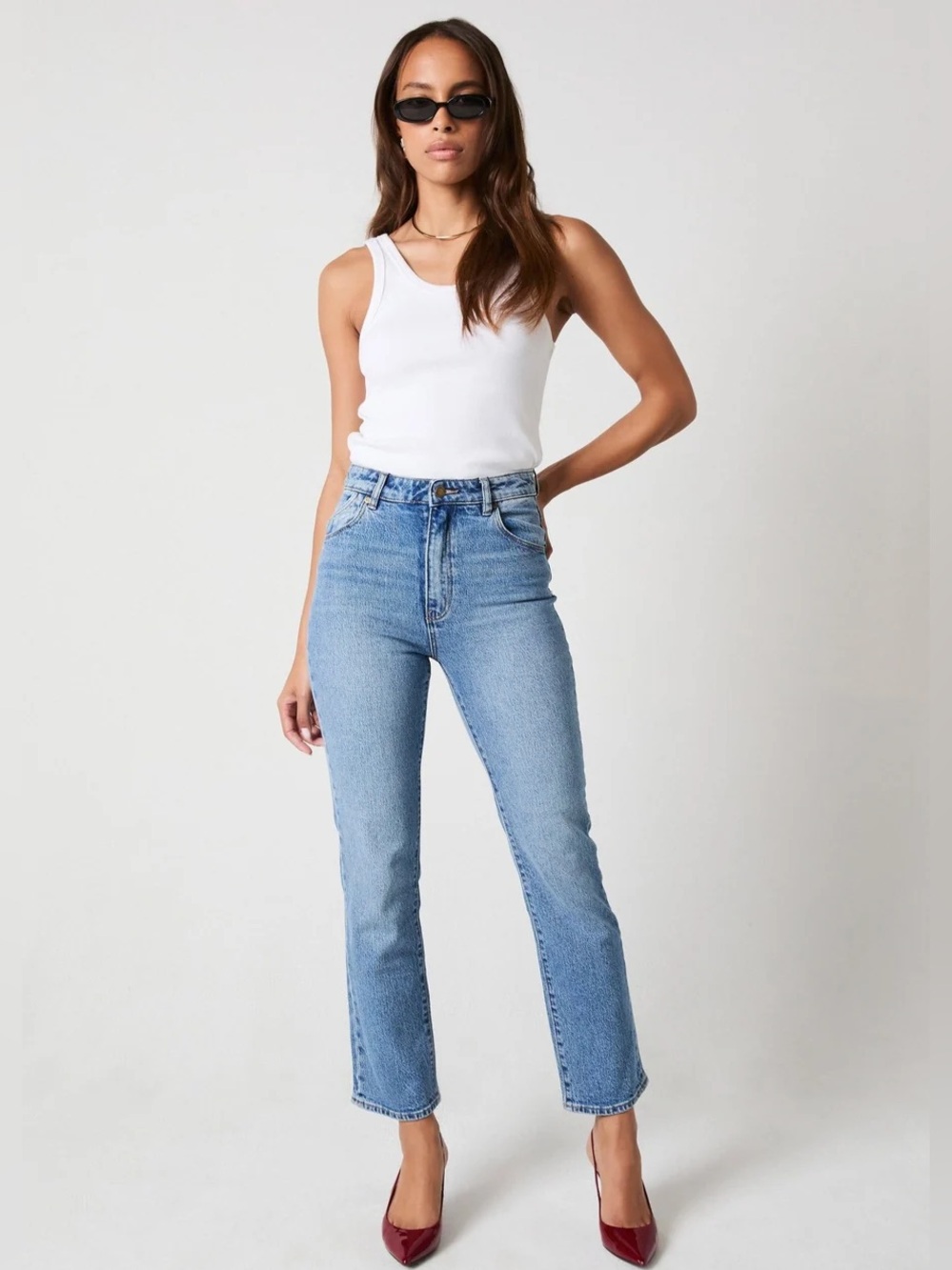 Rolla’s Original High Rise Straight Jeans in Brad Blue